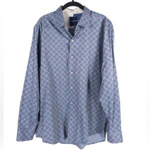 Tommy Bahama 100% PIMA COTTON PERU MADE Geometric Print Long Sleeve Shirt LARGE